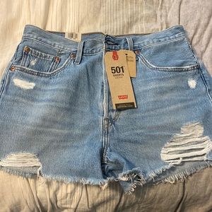 Levis 501 high rise denim shorts